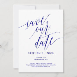 Zwart Elegant Script Uitnodiging Marine Blauw