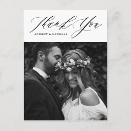 Zwart elegant script verticale bruiloft Hartelijk  Briefkaart