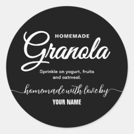 Zwart Elegant Script zelfgemaakt granola label