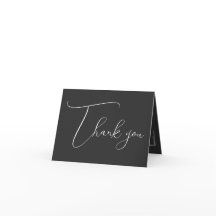 Zwart Elegant Slank Bruiloft Dank u Kaarten