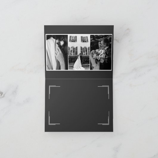 Zwart Elegant Slank Bruiloft Dank u Kaarten (Binnen)