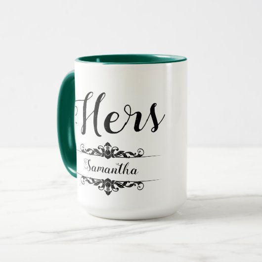 Zwart Elegant Stijlvol Zijn Haar Bruiloft Paar Mok (Voorkant links)