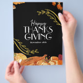 Zwart Elegant Thanksgiving etentje Printable Flyer (Hand)