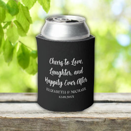 Zwart Elegant Trouwen Hoera voor de Liefde Blikjeskoeler