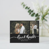 Zwart Elegant Trouwliefde en Bedankt Script Briefkaart (Staand voorkant)