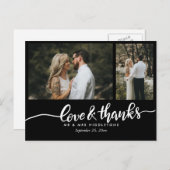 Zwart Elegant Trouwliefde en Bedankt Script Briefkaart (Voorkant / Achterkant)