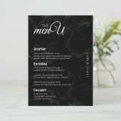 Zwart Elegant Trouwtafel Menu Kaarten (Staand voorkant)
