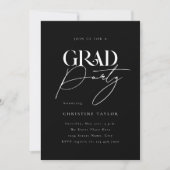Zwart Elegant Typografie Foto Graduation Party Kaart (Voorkant)