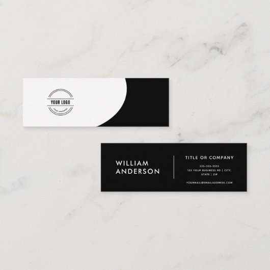 Zwart, elegant, vierkant, professioneel mini visitekaartje (Voorkant / Achterkant)