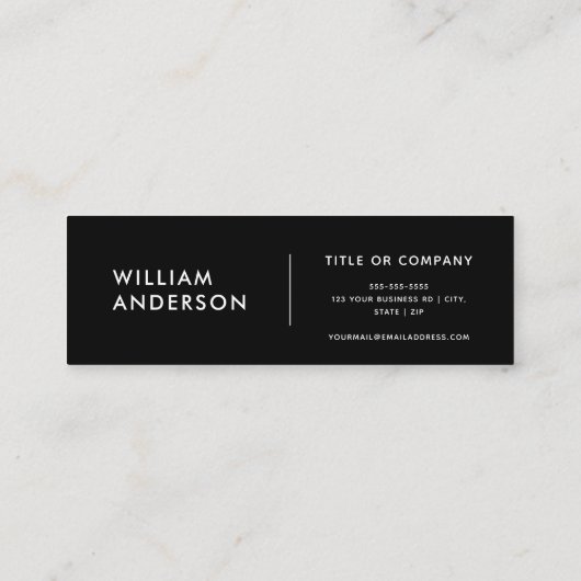 Zwart, elegant, vierkant, professioneel mini visitekaartje (Achterkant)
