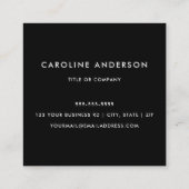 Zwart, elegant, vierkant, professioneel vierkante visitekaartje (Achterkant)