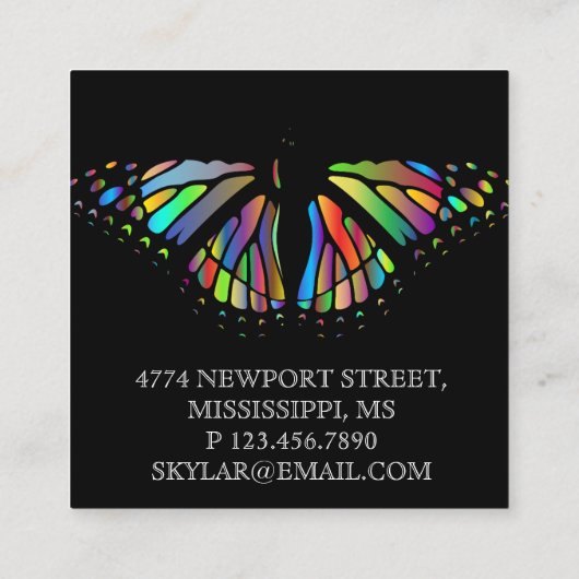 Zwart elegant vierkant visitekaartje (Achterkant)