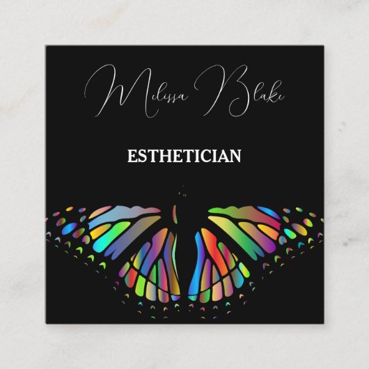 Zwart elegant vierkant visitekaartje (Voorkant)