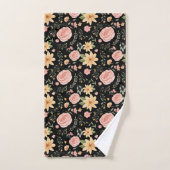 Zwart Elegant  Wildflower Roos Pattern Bad Handdoek (Handdoek)