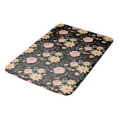 Zwart Elegant Wildflower Roos Pattern Badmat (Gekanteld)