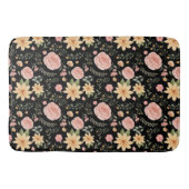 Zwart Elegant Wildflower Roos Pattern Badmat (Voorkant)