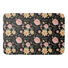 Zwart Elegant  Wildflower Roos Pattern Badmat