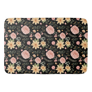 Zwart Elegant  Wildflower Roos Pattern Badmat