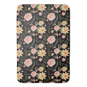 Zwart Elegant Wildflower Roos Pattern Badmat (Voorkant Verticaal)
