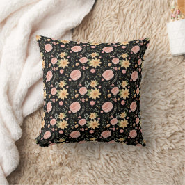 Zwart Elegant  Wildflower Roos Pattern Kussen