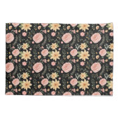 Zwart Elegant  Wildflower Roos Pattern Kussensloop (Achterkant)