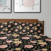 Zwart Elegant  Wildflower Roos Pattern Kussensloop