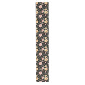 Zwart Elegant  Wildflower Roos Pattern Lange Tafelloper (Voorkant)