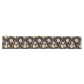 Zwart Elegant  Wildflower Roos Pattern Lange Tafelloper (Horizontaal)