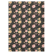 Zwart Elegant  Wildflower Roos Pattern Tafelkleed (Voorkant)