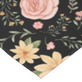 Zwart Elegant  Wildflower Roos Pattern Tafelkleed (Gekanteld)