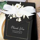 Zwart Elegant Wit Goud Bloemen Script Trouwen Bedankdoosjes