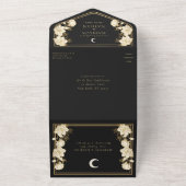 Zwart Elegante Arch Art Nouveau Huwelijk All In One Uitnodiging (Buitenkant)