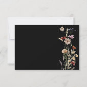 Zwart Elegante Bloemen Boho RSVP Kaart (Achterkant)