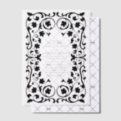 Zwart Elegante  Bloemen Lijst bruiloft Vellum Uitnodigingen (Offset (Uitnodiging))