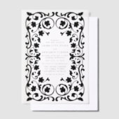 Zwart Elegante  Bloemen Lijst bruiloft Vellum Uitnodigingen (Offset)