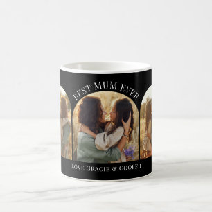 Zwart elegante boog multi foto beste mum koffiemok