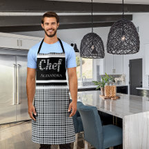 Zwart Elegante Chef Buffalo Plaid Zwart Wit