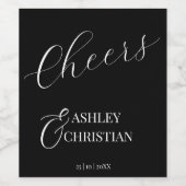 Zwart elegante eenvoudige huwelijksgunst gedrukt wijn etiket (Enkel label)