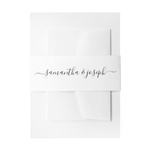 Zwart Elegante Handtekening Namen Uitnodigingen Wikkel