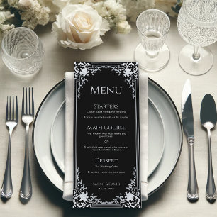  Zwart Elegante  Monochrome Wedding Menu