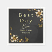 Zwart Elegante vlinders Trouwservetten Servet (Voorkant)