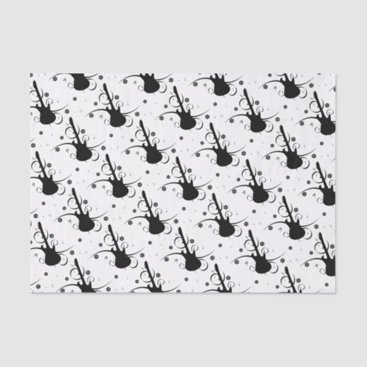 Zwart elektrisch gitaar met Floral Pattern Tissuepapier (Voorkant)
