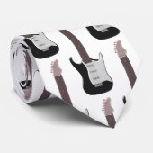 Zwart elektrisch gitaarontwerp stropdas (Opgerold)