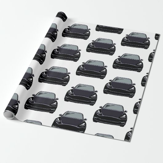 Zwart Elektrisch Voertuig SUV Auto Cadeaupapier (Uitgerold)