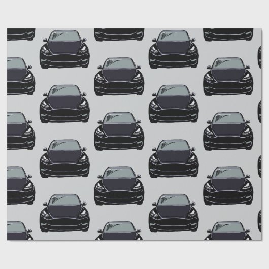 Zwart Elektrisch Voertuig SUV Auto Grijze Achtergr Cadeaupapier (Vlak)