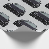 Zwart Elektrisch Voertuig SUV Auto Grijze Achtergr Cadeaupapier (Hoek)