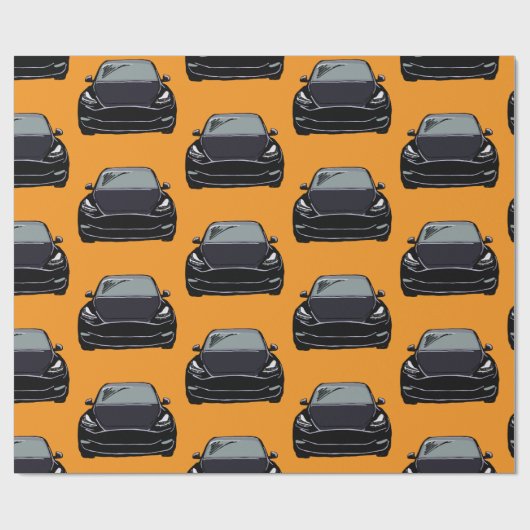 Zwart Elektrisch Voertuig SUV Auto Sinaasappel Ach Cadeaupapier (Vlak)
