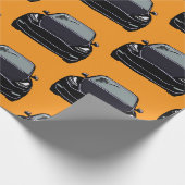 Zwart Elektrisch Voertuig SUV Auto Sinaasappel Ach Cadeaupapier (Hoek)