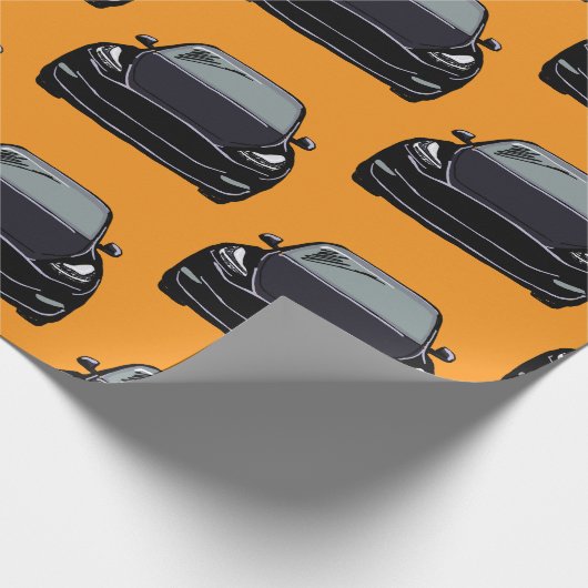 Zwart Elektrisch Voertuig SUV Auto Sinaasappel Ach Cadeaupapier (Hoek)