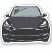 Zwart Elektrisch Voertuig SUV Auto Tekening Sticker (Voorkant)